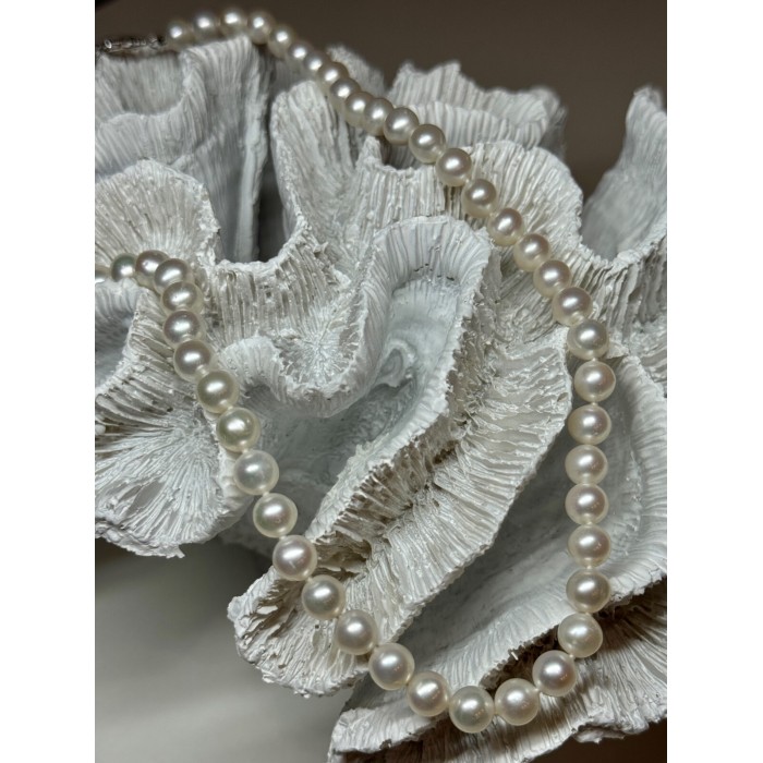 14K WHITE GOLD CLASP FRESH WATER PEARL NECKLACE 18 Inch