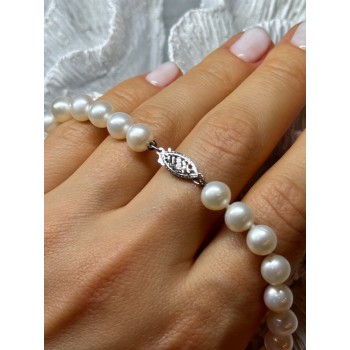 14K WHITE GOLD CLASP FRESH WATER PEARL NECKLACE 18 Inch