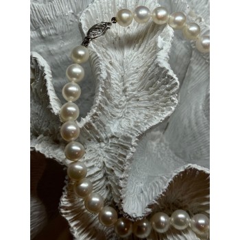 14K WHITE GOLD CLASP FRESH WATER PEARL NECKLACE 18 Inch