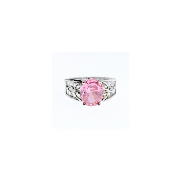 925 Sterling Silver Pink & White CZ Ring Size 8