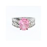 925 Sterling Silver Pink & White CZ Ring Size 8