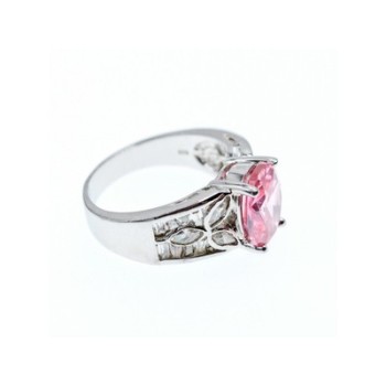 925 Sterling Silver Pink & White CZ Ring Size 8