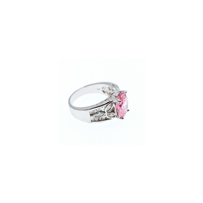 925 Sterling Silver Pink & White CZ Ring Size 8