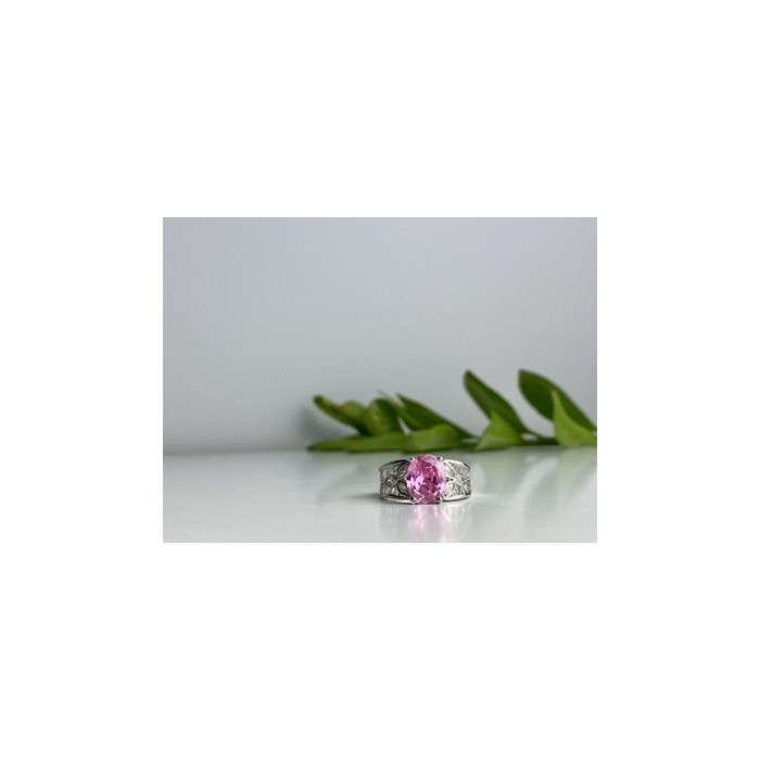 925 Sterling Silver Pink & White CZ Ring Size 8