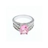 925 Sterling Silver Pink & White CZ Ring Size 8