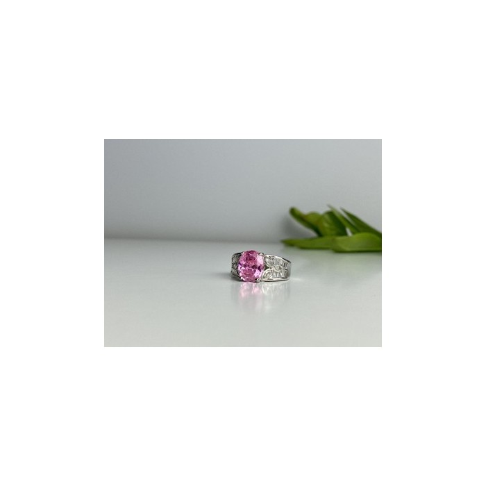 925 Sterling Silver Pink & White CZ Ring Size 8