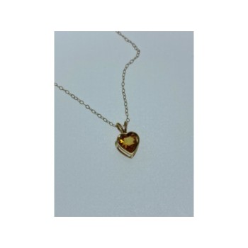 14K YELLOW GOLD HELIODOR HEART CHAIN WITH PENDANT
