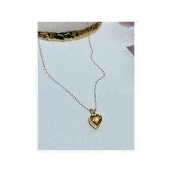 14K YELLOW GOLD HELIODOR HEART CHAIN WITH PENDANT