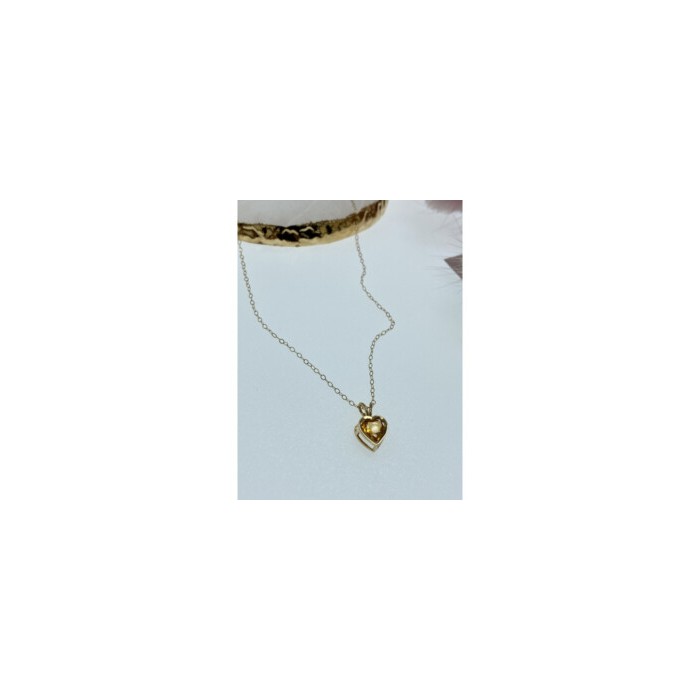 14K YELLOW GOLD HELIODOR HEART CHAIN WITH PENDANT