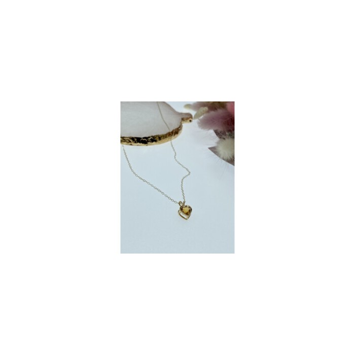 14K YELLOW GOLD HELIODOR HEART CHAIN WITH PENDANT