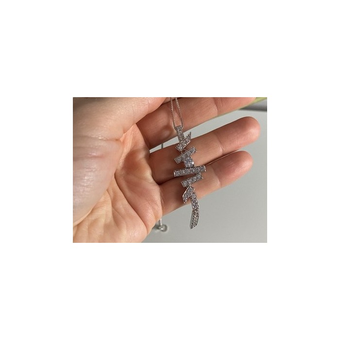 925 Sterling Silver CZ Chain with Pendant Italy