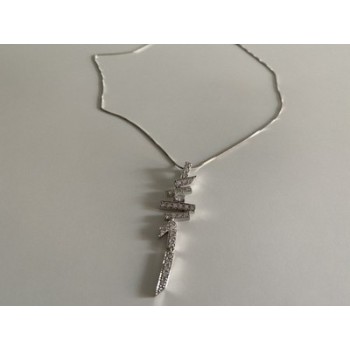 925 Sterling Silver CZ Chain with Pendant Italy