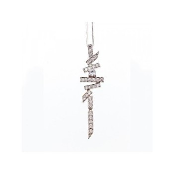925 Sterling Silver CZ Chain with Pendant Italy