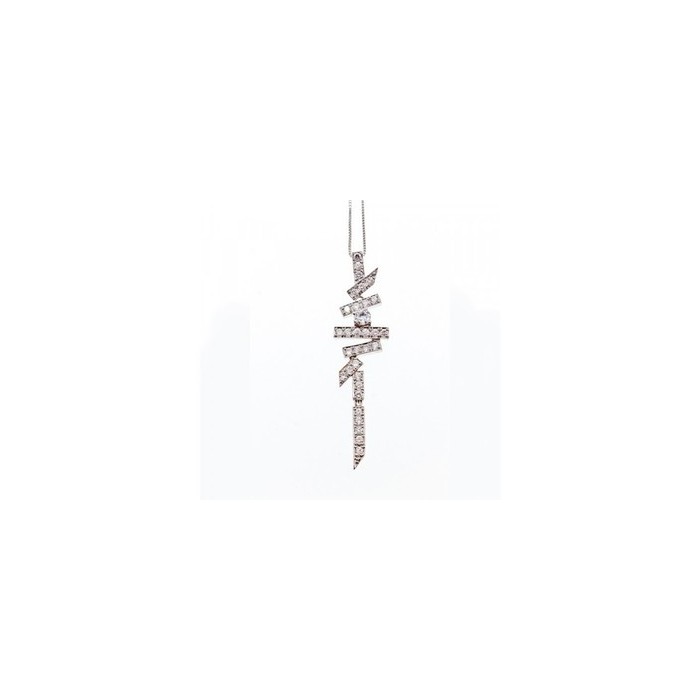 925 Sterling Silver CZ Chain with Pendant Italy