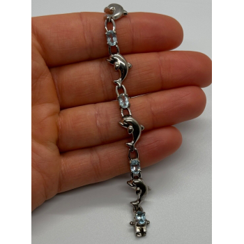 925 STERLING SILVER  TOPAZ DOLPHIN BRACELET