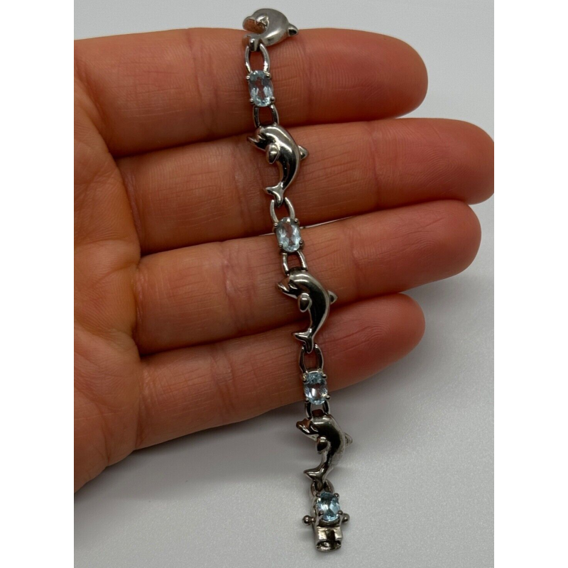 925 STERLING SILVER  TOPAZ DOLPHIN BRACELET