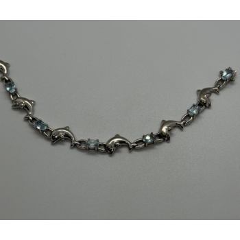 925 STERLING SILVER  TOPAZ DOLPHIN BRACELET