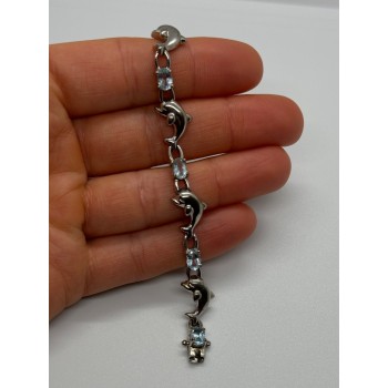 925 STERLING SILVER  TOPAZ DOLPHIN BRACELET