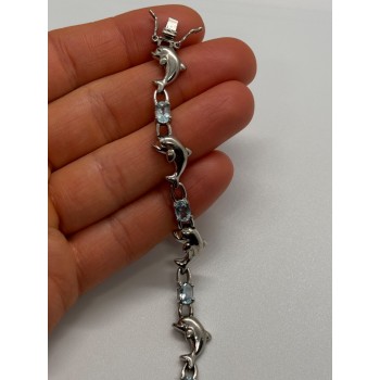 925 STERLING SILVER  TOPAZ DOLPHIN BRACELET