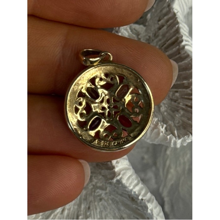 925 Sterling Silver Gold Plated Topaz Peridot Garnet Amethyst Pendant