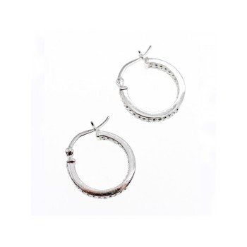 925 Sterling Silver CZ Hoop Earrings