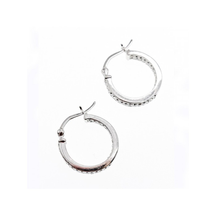 925 Sterling Silver CZ Hoop Earrings