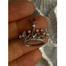 925 Sterling Silver Crown Diamonds Pendant Length 1 Inch