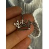 925 Sterling Silver Crown Diamonds Pendant Length 1 Inch