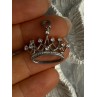 925 Sterling Silver Crown Diamonds Pendant Length 1 Inch