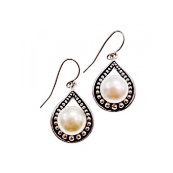 Vintage 925 Sterling Silver Pearls Earrings
