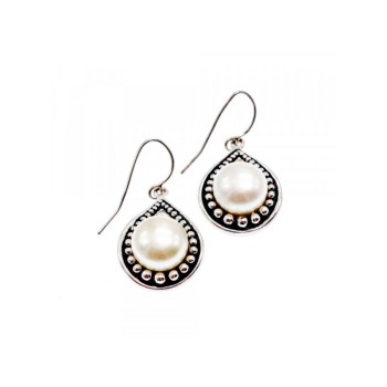 Vintage 925 Sterling Silver Pearls Earrings