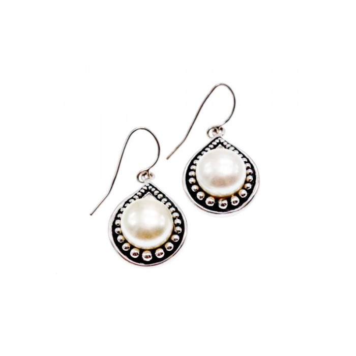 Vintage 925 Sterling Silver Pearls Earrings