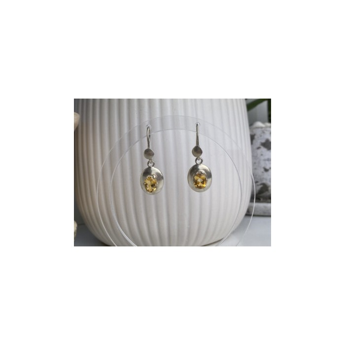 925 Sterling Silver Yellow Tourmaline Earrings