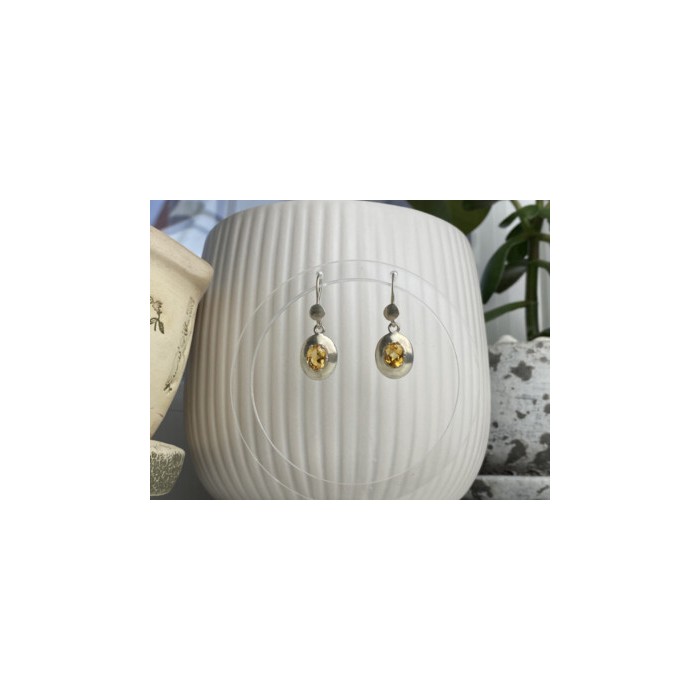 925 Sterling Silver Yellow Tourmaline Earrings