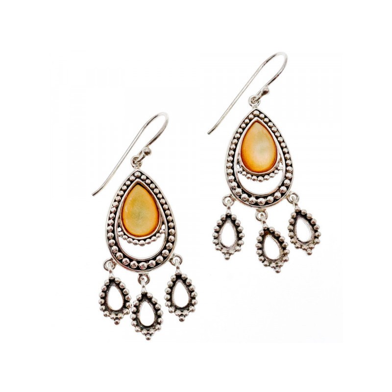 Vintage 925 Sterling Silver Agate Earrings