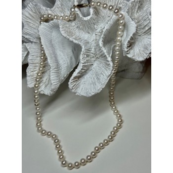 14K YELLOW GOLD CLAPS FRESH WATER PEARL NECKLACE 18 Inch