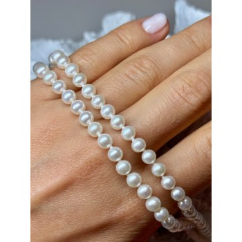 14K YELLOW GOLD CLAPS FRESH WATER PEARL NECKLACE 18 Inch