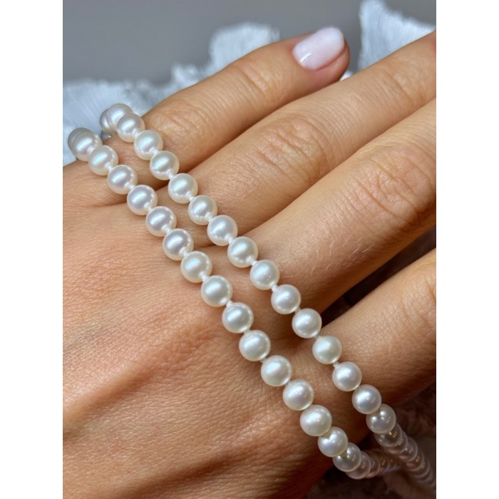 14K YELLOW GOLD CLAPS FRESH WATER PEARL NECKLACE 18 Inch