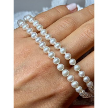 14K YELLOW GOLD CLAPS FRESH WATER PEARL NECKLACE 18 Inch