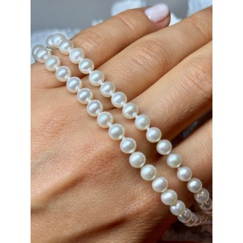 14K YELLOW GOLD CLAPS FRESH WATER PEARL NECKLACE 18 Inch