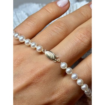 14K YELLOW GOLD CLAPS FRESH WATER PEARL NECKLACE 18 Inch