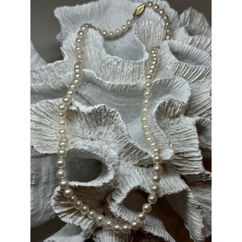 14K YELLOW GOLD CLAPS FRESH WATER PEARL NECKLACE 18 Inch