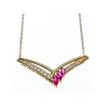 925 Sterling Silver Gold Plated Pink Topaz & Diamonds Necklace