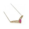 925 Sterling Silver Gold Plated Pink Topaz & Diamonds Necklace