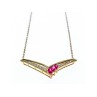 925 Sterling Silver Gold Plated Pink Topaz & Diamonds Necklace