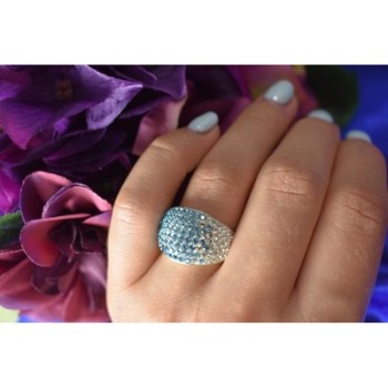 925 Sterling Silver Blue & White CZ Ring Size 6.5