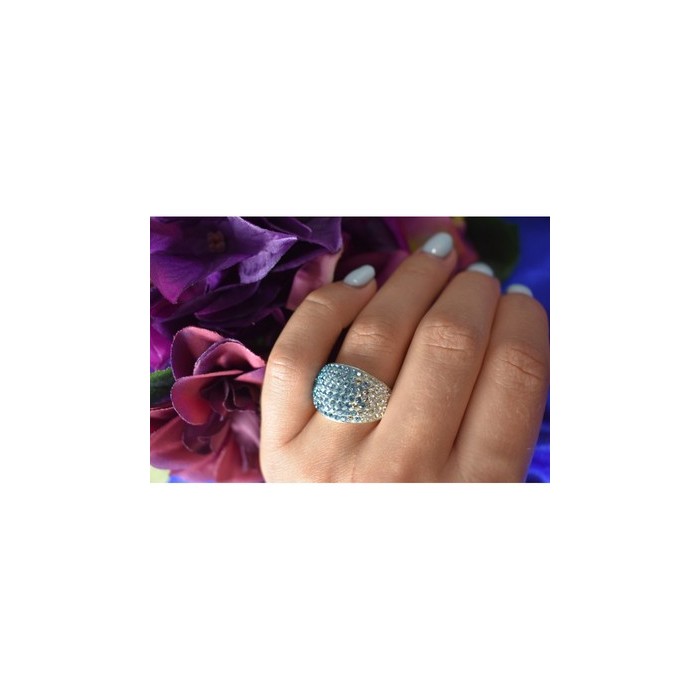 925 Sterling Silver Blue & White CZ Ring Size 6.5