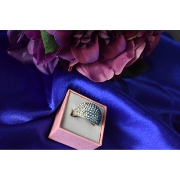 925 Sterling Silver Blue & White CZ Ring Size 6.5