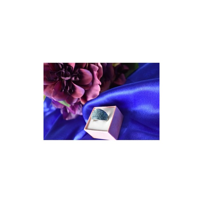 925 Sterling Silver Blue & White CZ Ring Size 6.5