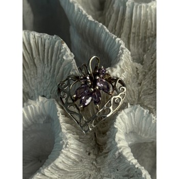 925 Sterling Silver Amethyst Heart Pendant Length 1 Inch